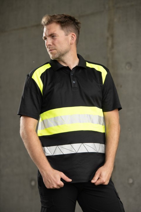 ECO RIVAL KOSZULKA POLO CZARNY/ŻÓŁTY - Żółty (_y) XL